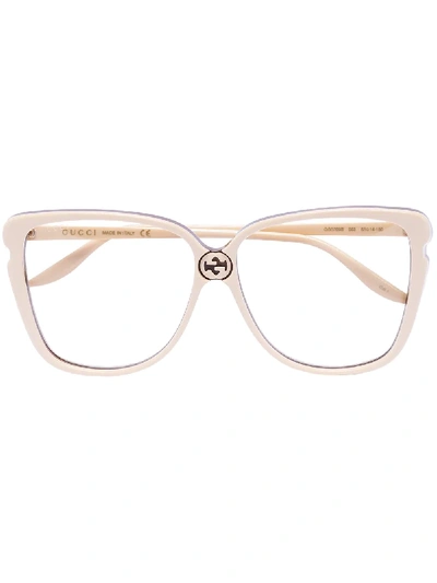 Gucci Interlocking Gg Butterfly-frame Glasses In Brown