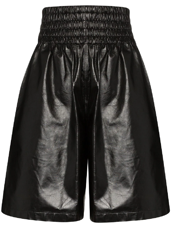 Bottega Veneta Knee-length Shiny Leather Shorts In Black | ModeSens
