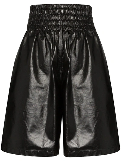 Bottega Veneta Knee-length Shiny Leather Shorts In Black