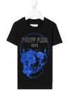 Philipp Plein Junior Kids' Rhinestone Skull T-shirt In Black