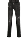 Philipp Plein Embellished Thunder Straight Jeans In Black