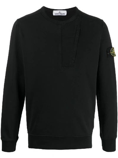 Stone Island Compass Badge Crew-neck Sweatshirt In Black