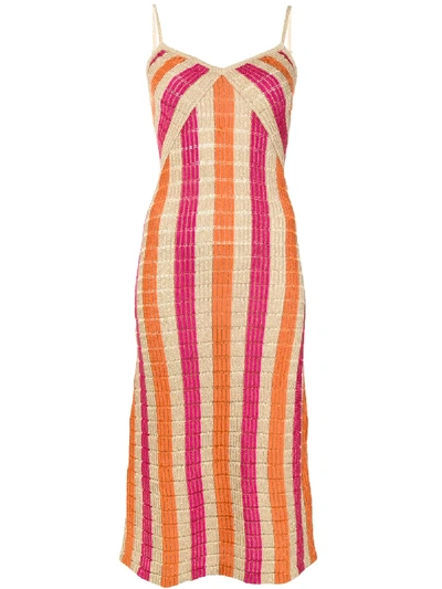 Suboo Striped Knit Slip Dress In Orange