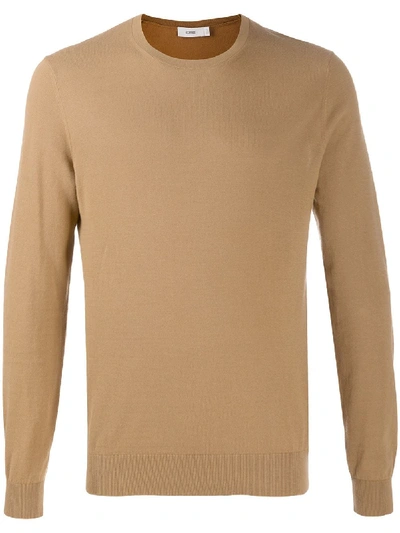 Closed Crew Neck Long-sleeved Jumper In Neutrals