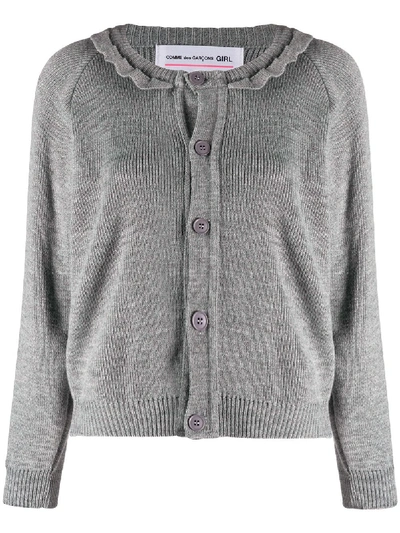 Comme Des Garcons Girl Frill Trimmed Cardigan In Grey
