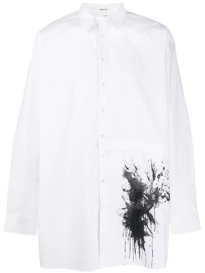 Isabel Benenato Paint Splatter Oversized Shirt In White