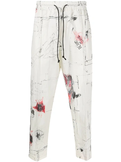 Isabel Benenato Drawstring Drop-crotch Trousers In White