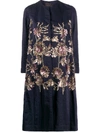 Biyan Embroidered Single-breasted Coat In Blue