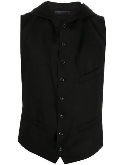 Yohji Yamamoto Hooded Open Back Waistcoat In 黑色