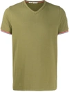 Moncler Striped Trim T-shirt In Green