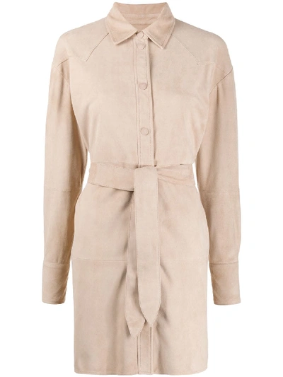 Arma Aviva Suede Shirt Coat In Nougat