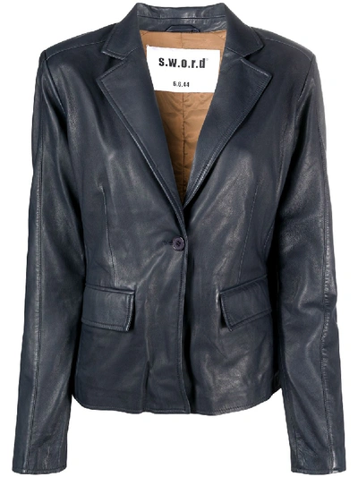 Sword 6.6.44 Leather Classic Blazer In Blue