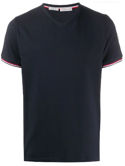 Moncler Stripe Trim T-shirt In Blue