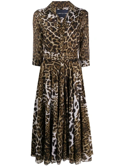 Samantha Sung Aster Leopard Print Dress In Brown