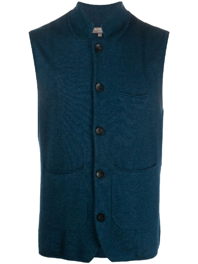 N•peal Fine Knit Waistcoat In Blue