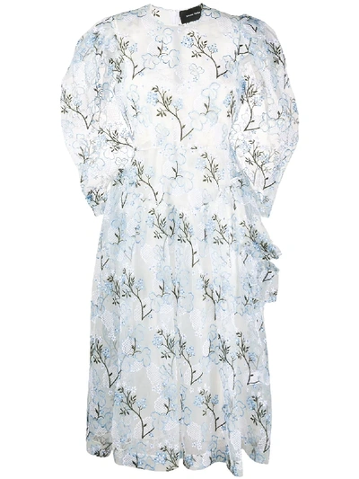 Simone Rocha Floral Embroidered Sheer Dress In Neutrals