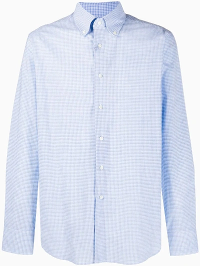 Canali Micro Check Shirt In Blue