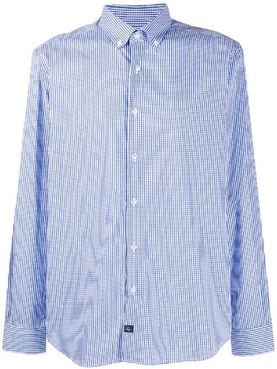 Fay Gingham Check Shirt In Blue