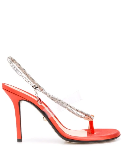 Alevì Muriel Satin Sandals In Orange