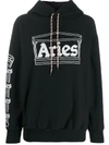Aries Temple Logo Print Hoodie In Black