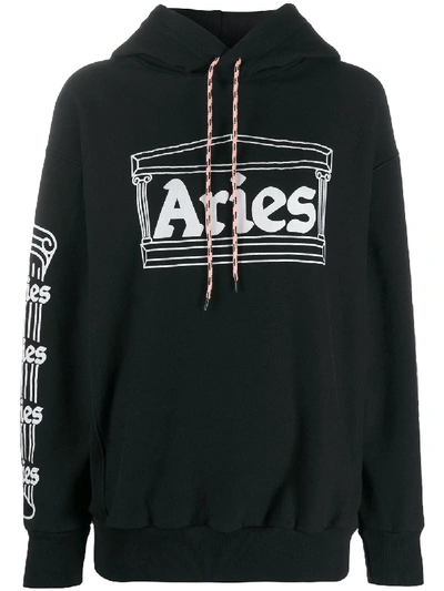 Aries Temple Logo Print Hoodie In Black