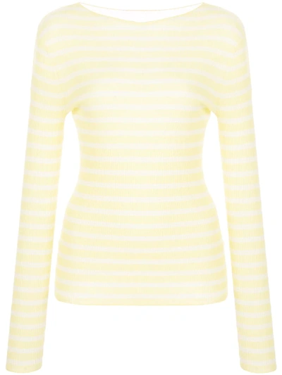 Vince Ribbed Knit Striped Jumper In Yellow