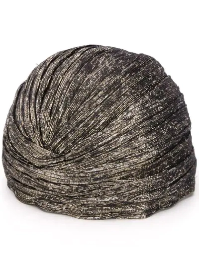 Saint Laurent Metallic Silk-blend Turban In Grey