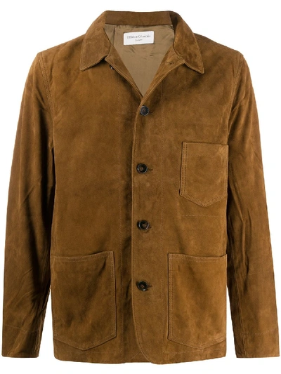 Officine Generale Button-up Fitted Jacket In Brown