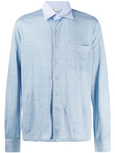 Caruso Lightweight Linen Shirt In Blue