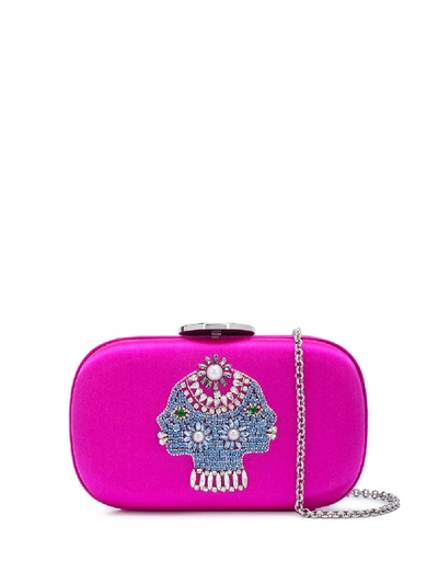 Giambattista Valli Embellished Head Clutch Bag In Pink
