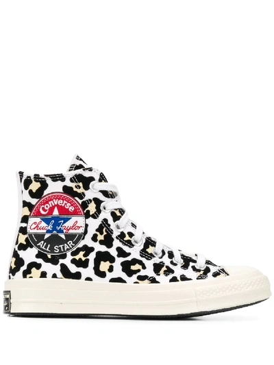 Converse Logo Play Chuck 70 Leopard-print Canvas High-top Sneakers In Grey