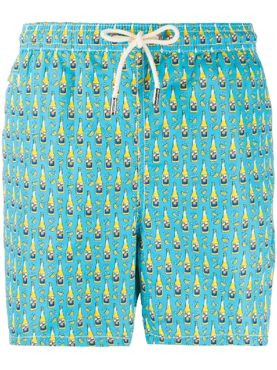 Mc2 Saint Barth Bottle-print Swim Shorts In Blue