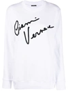 Versace Gv Signature Crewneck Sweatshirt In White