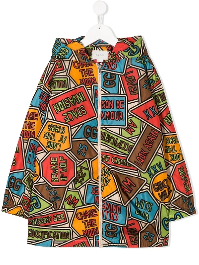 Gucci Kids' Road Sign Print Jacket In Neutrals