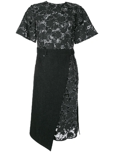 Goen J Burn-out Lace Wrap Dress In Black