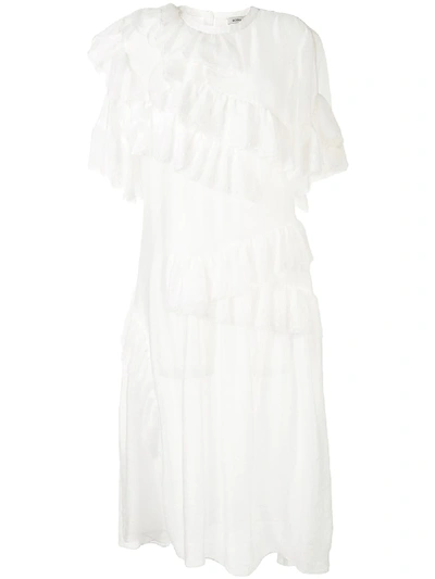 Goen J Lace Trim Midi Dress In White