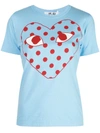 Comme Des Garçons Play Polka Dot Heart Print T-shirt In Blue