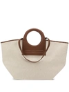 Hereu Net Sustain Cala Large Leather-trimmed Canvas Tote In Neutrals