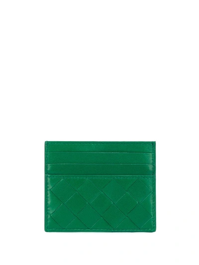 Bottega Veneta Intrecciato Weave Cardholder In Green