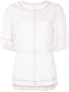Goen J Topstitching Puff-sleeves Blouse In White