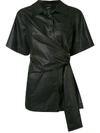 Goen J Knot-detail Short Sleeve Shirt In Black