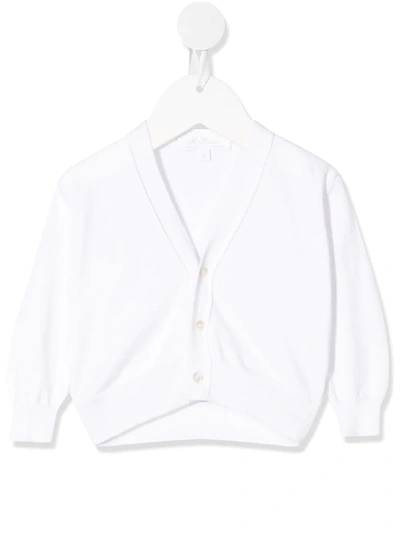 Mariella Ferrari Babies' V-neck Cotton Cardigan In White