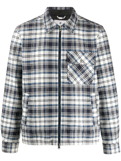 Woolrich Checkered Zipped Jacket In Blue