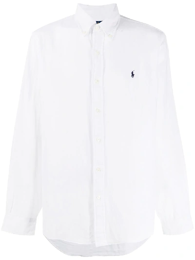 Polo Ralph Lauren Kids' Embroidered Logo Button-down Shirt In White