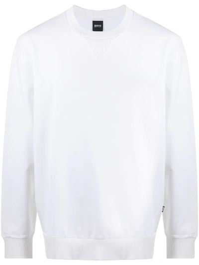 Hugo Boss Plain Basic Sweatshirt In White