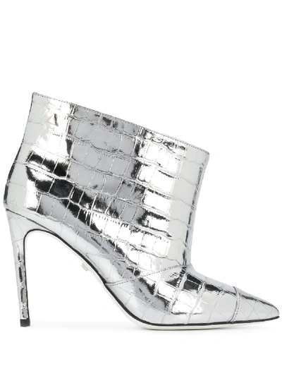 Greymer Snakeskin Effect Boots In Silver