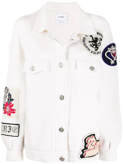 Barrie Oversized Patchwork Detailed Knitted Jacket In White