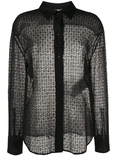 Jil Sander Sheer Lace Shirt In Black