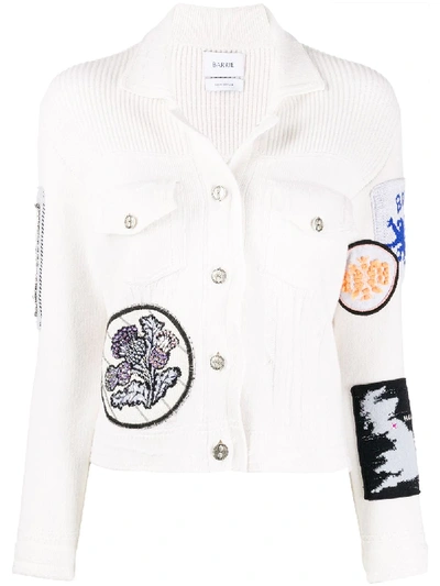 Barrie Patchwork Detailed Knitted Jacket In White