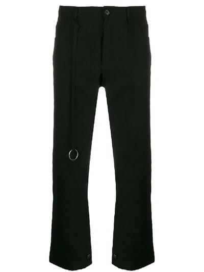Ann Demeulemeester Cropped Cotton & Linen Fisherman Trousers In Black